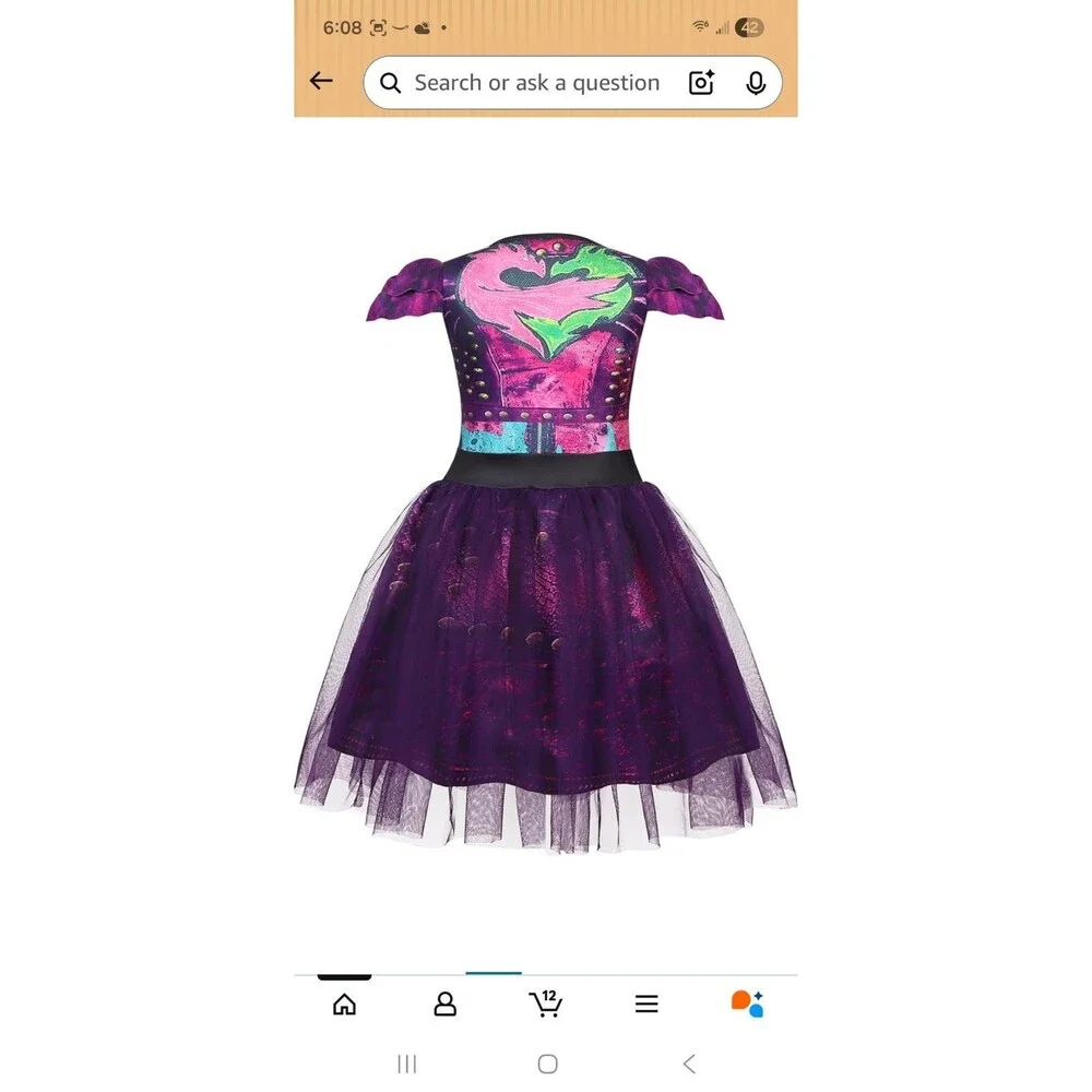 Disney Descendants Mal Costume DRESS ONLY Girls 9-10 Halloween Cosplay